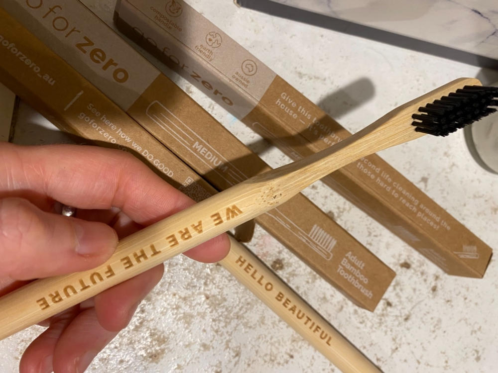 Go for Zero - Bamboo Adult Toothbrush (Medium) (Pack of 4 with Quotes) - Customer Photo From Anna McKie