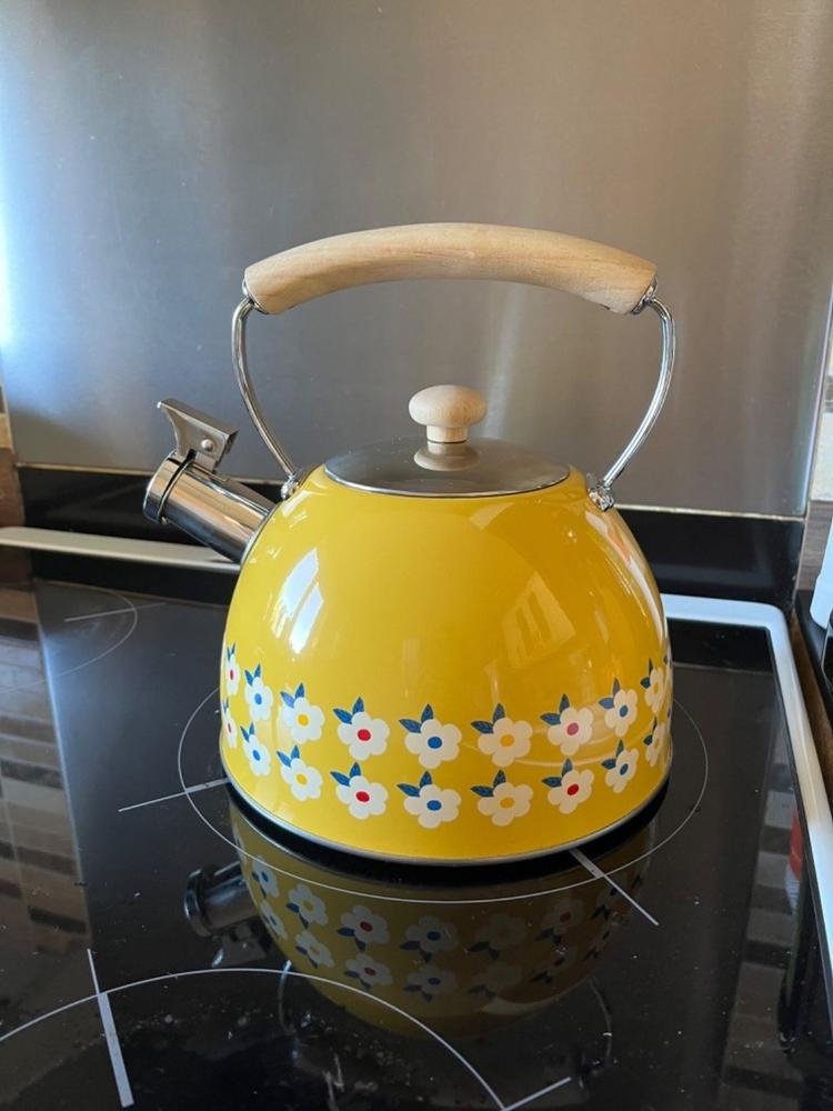 2.5L Whistling Kettle Stainless Steel Honey Yellow - Enamelhappy - Customer Photo From Claudia Tinnirello