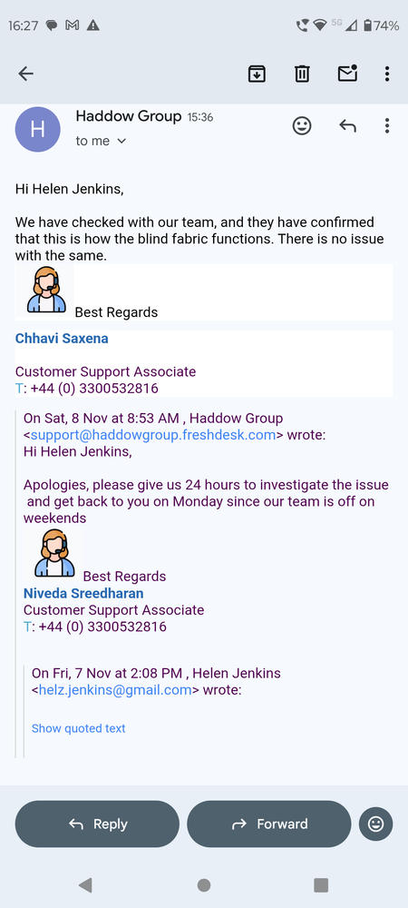 Frida Floral Blackout Roller Blinds Blue - Customer Photo From helen 