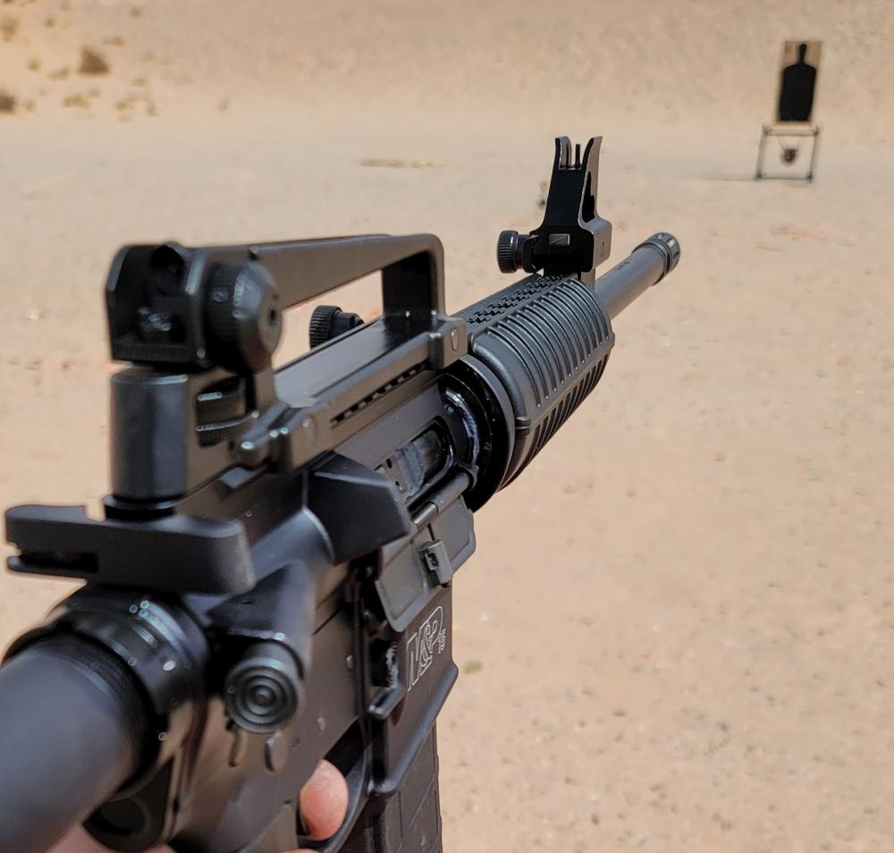 AR15 Carry Handle with Integrated Sight with Higher Profile Front Sight designed for a Lower Gas Blocks - Customer Photo From Javi. D