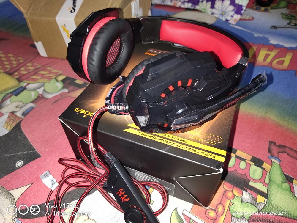 Kotion Each G9000 Over Ear Gaming Headphones with Mic and LED (Black/Red) - Customer Photo From Rahul M.