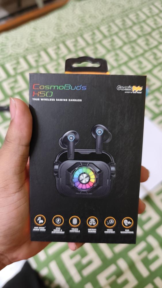 Cosmic Byte CosmoBuds™ X50 True Wireless (TWS) Earbuds, BT 5.3, 40 Hrs Playtime, 40ms, Music & GOD Mode™, ENC, DNS QUAD Mics - Customer Photo From SOURADIP BASU