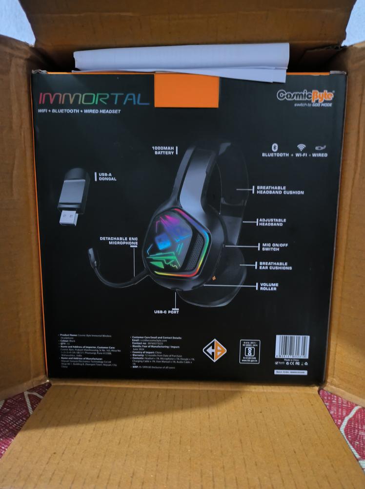 Cosmic Byte Immortal 2.4Ghz Wireless + Bluetooth + Wired Headphone (Black) - Customer Photo From Amit Aman Purty
