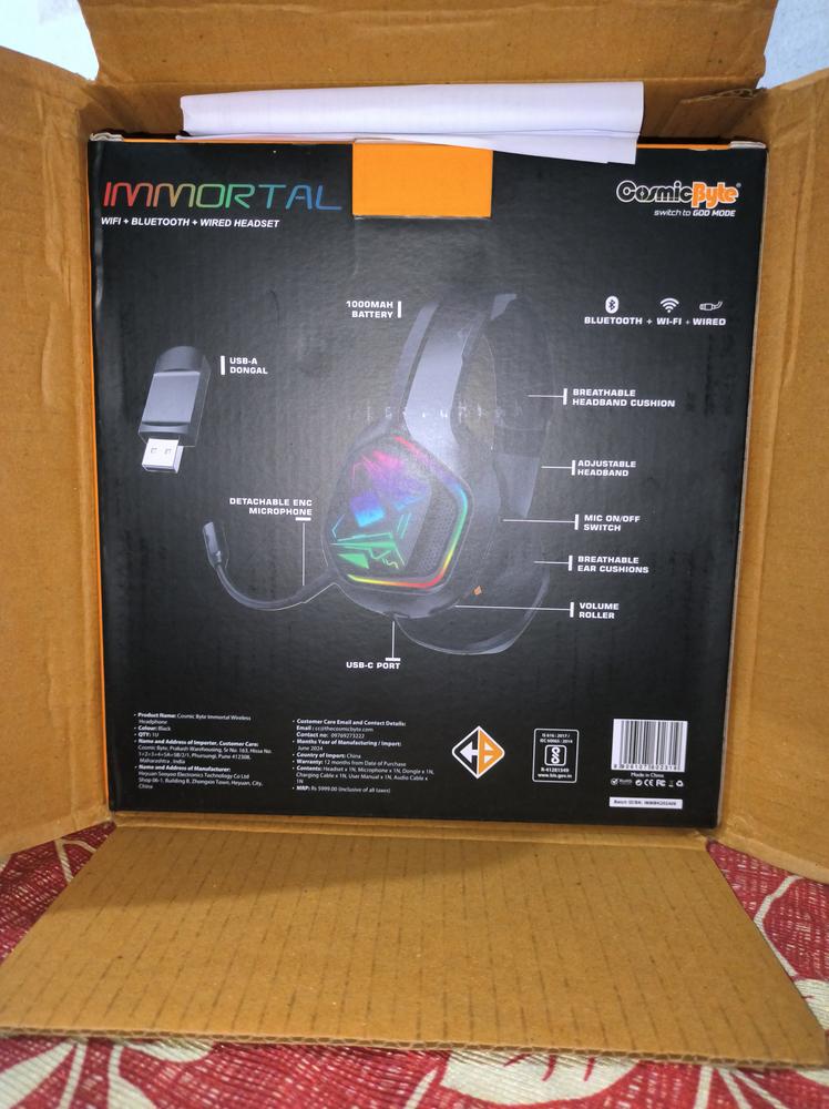 Cosmic Byte Immortal 2.4Ghz Wireless + Bluetooth + Wired Headphone (Black) - Customer Photo From Amit Aman Purty