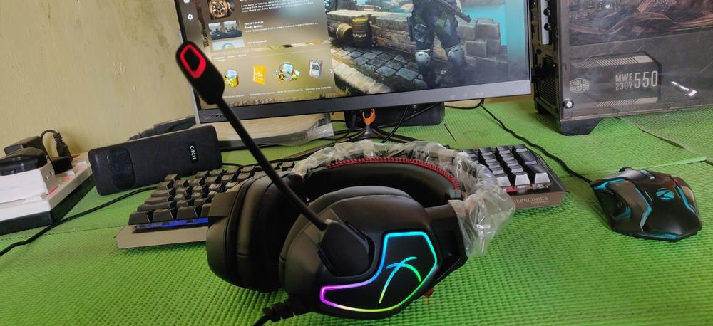 Cosmic Byte Equinox Europa 7.1 USB Dual Driver Gaming Headset with Software, Spectra RGB LED and ENC Microphone - Customer Photo From ROKESH R.