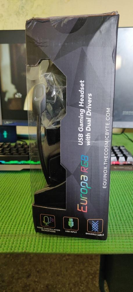Cosmic Byte Equinox Europa 7.1 USB Dual Driver Gaming Headset with Software, Spectra RGB LED and ENC Microphone - Customer Photo From ROKESH R.