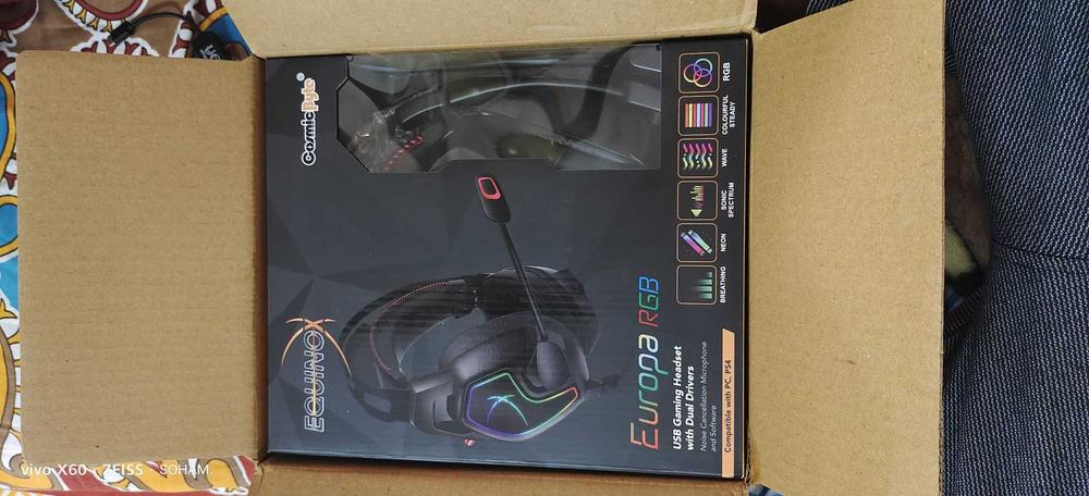 Cosmic Byte Equinox Europa 7.1 USB Dual Driver Gaming Headset with Software, Spectra RGB LED and ENC Microphone - Customer Photo From Soham S.