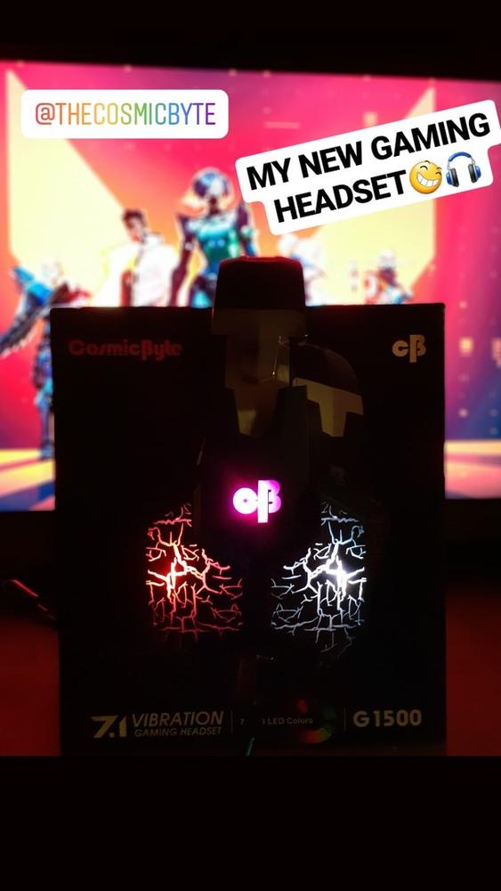 Cosmic Byte G1500 7.1 Channel USB Headset for PC with RGB LED Lights (Black/Blue) - Customer Photo From Owais S.