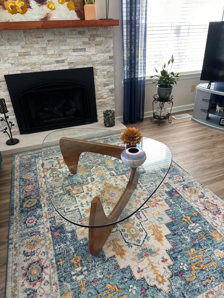 Triangle Coffee Table, Walnut - Customer Photo From Becky Walls Becky Walls