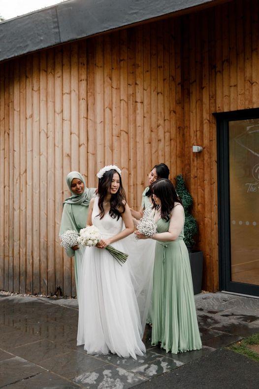 Warp Bodic Chiffon Long Dresses with Sash Bow Dusty Sage - Customer Photo From Sophie Brown