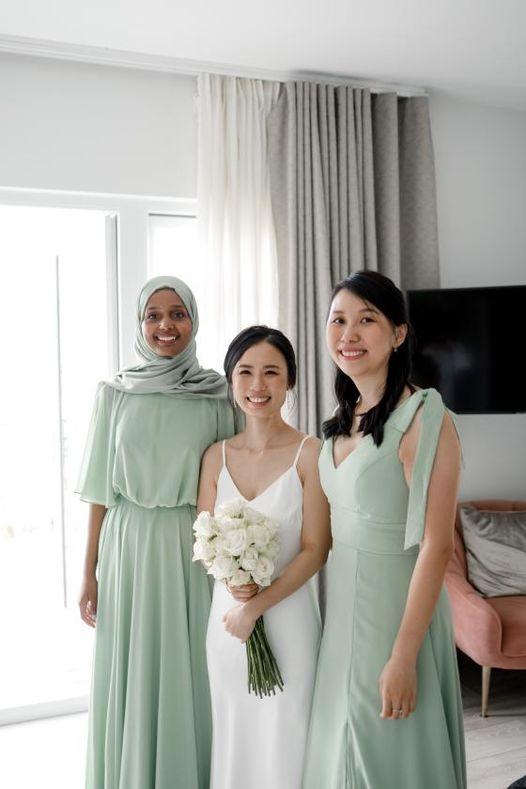 Warp Bodic Chiffon Long Dresses with Sash Bow Dusty Sage - Customer Photo From Sophie Brown