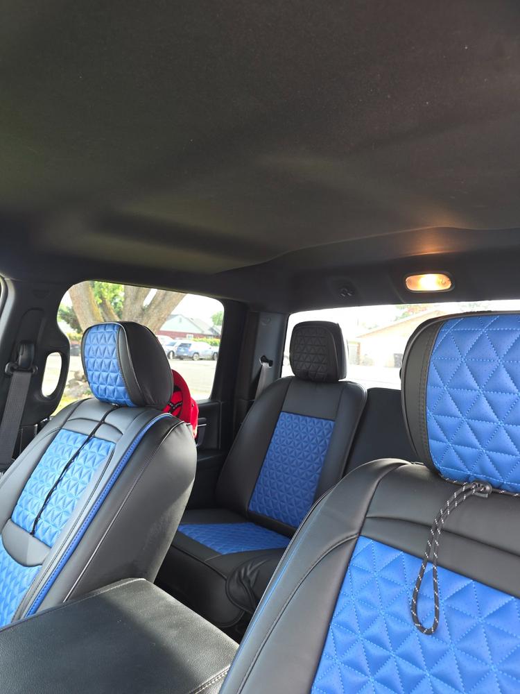 Ram 1500 blue & black front seat covers — verified review by Eric A. — Seat Cover Solutions