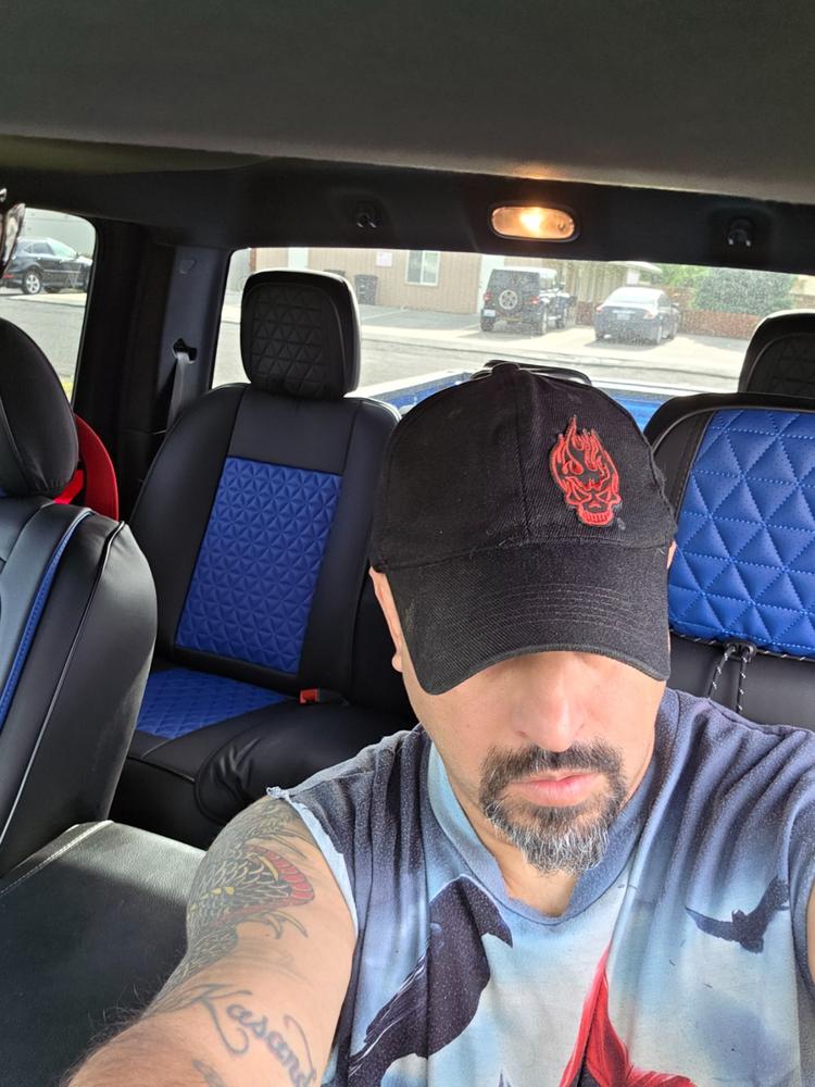 Ram 1500 blue & black rear seat covers — verified review by Eric A. — Seat Cover Solutions