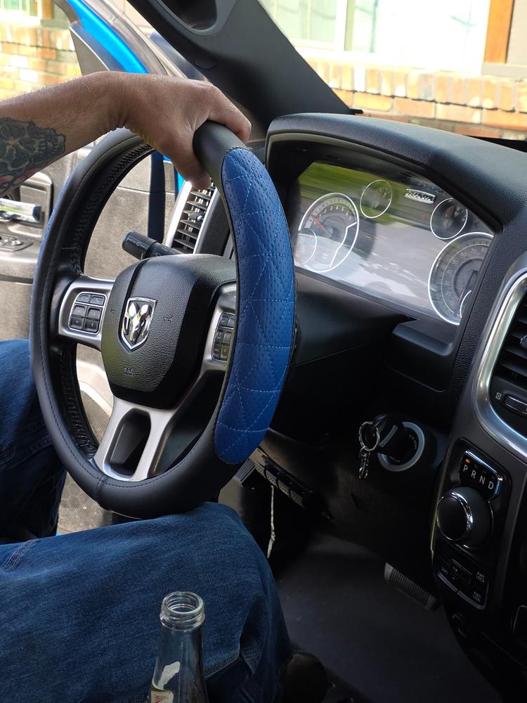 Ram 1500 blue & black steering wheel covers — verified review by Eric A. — Seat Cover Solutions