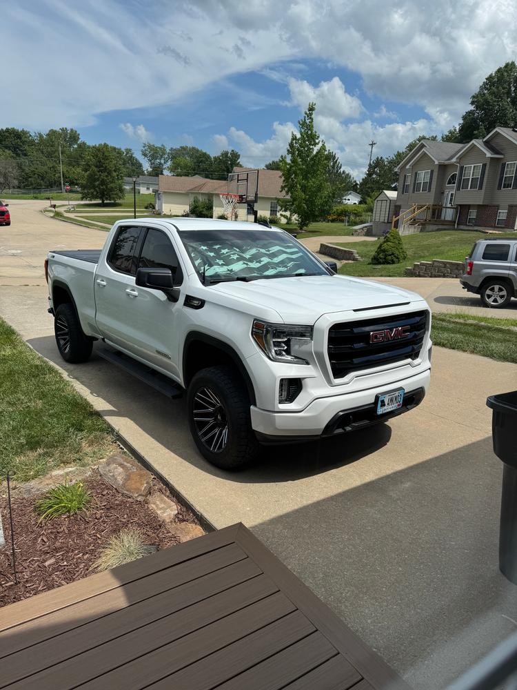 GMC Sierra gray & white front seat covers — verified review by Kevin M. — Seat Cover Solutions