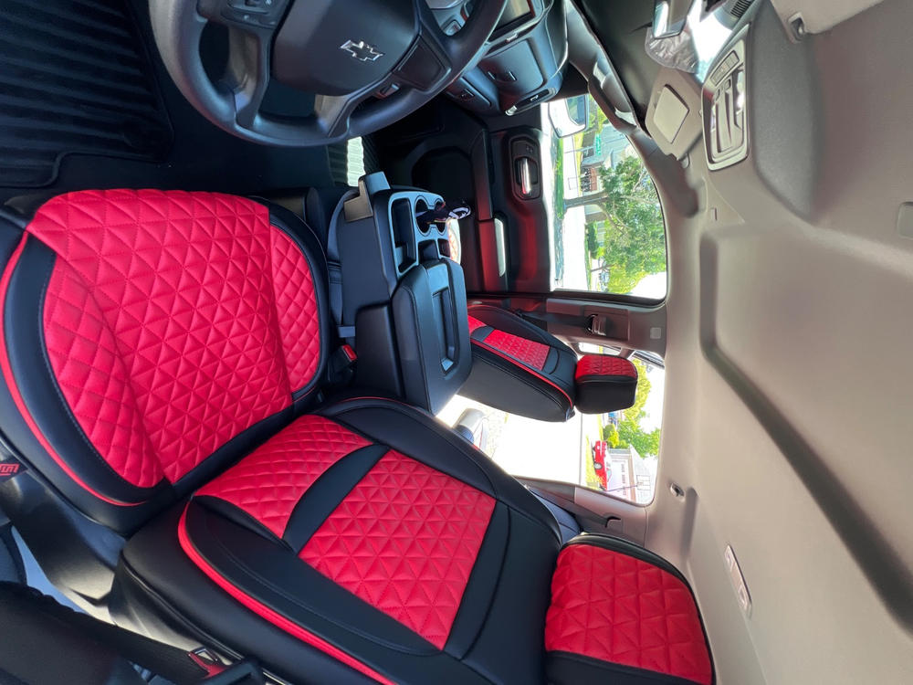 Jeep Wrangler black & red front seat covers — verified review by Christopher R. — Seat Cover Solutions