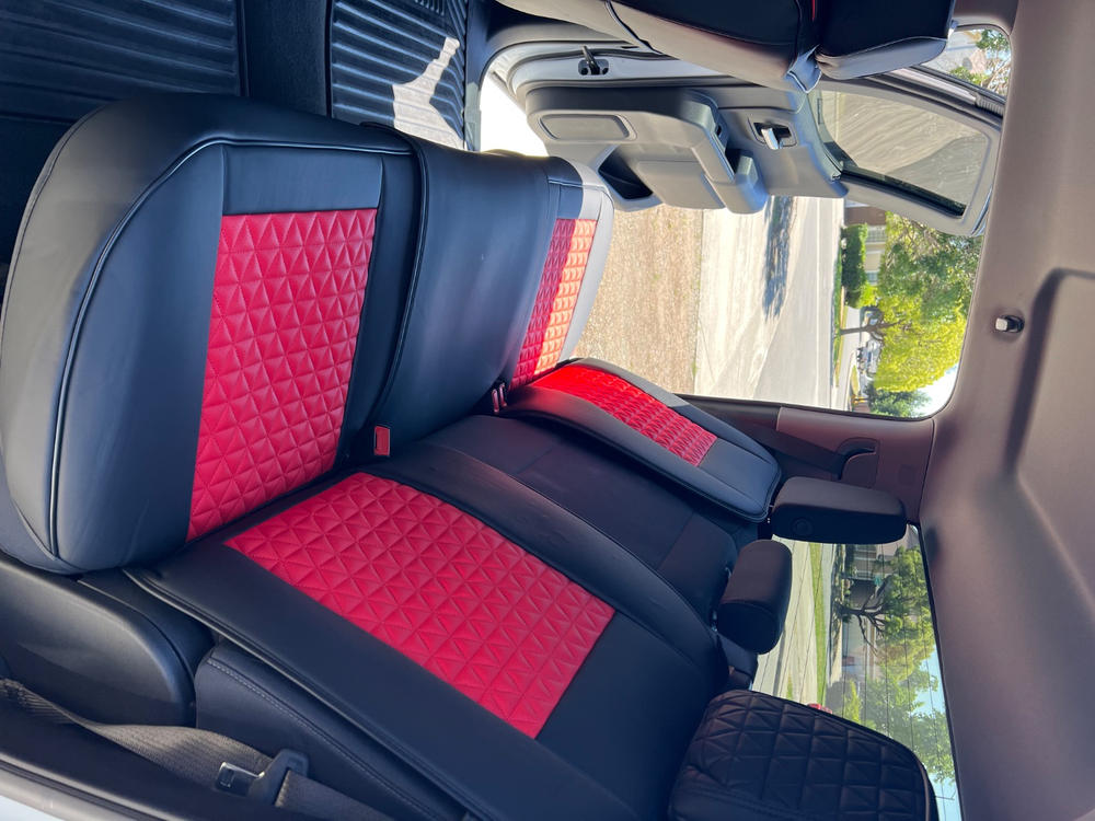 Jeep Wrangler black & red rear seat covers — verified review by Christopher R. — Seat Cover Solutions