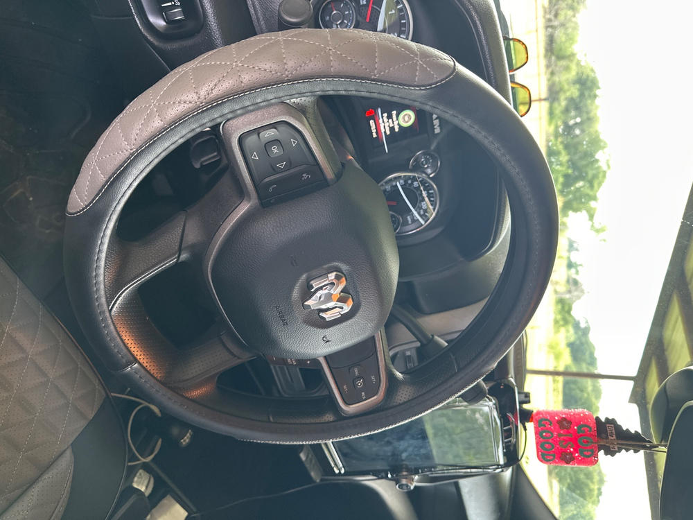Ram tan & beige steering wheel covers — verified review by Amber R. — Seat Cover Solutions