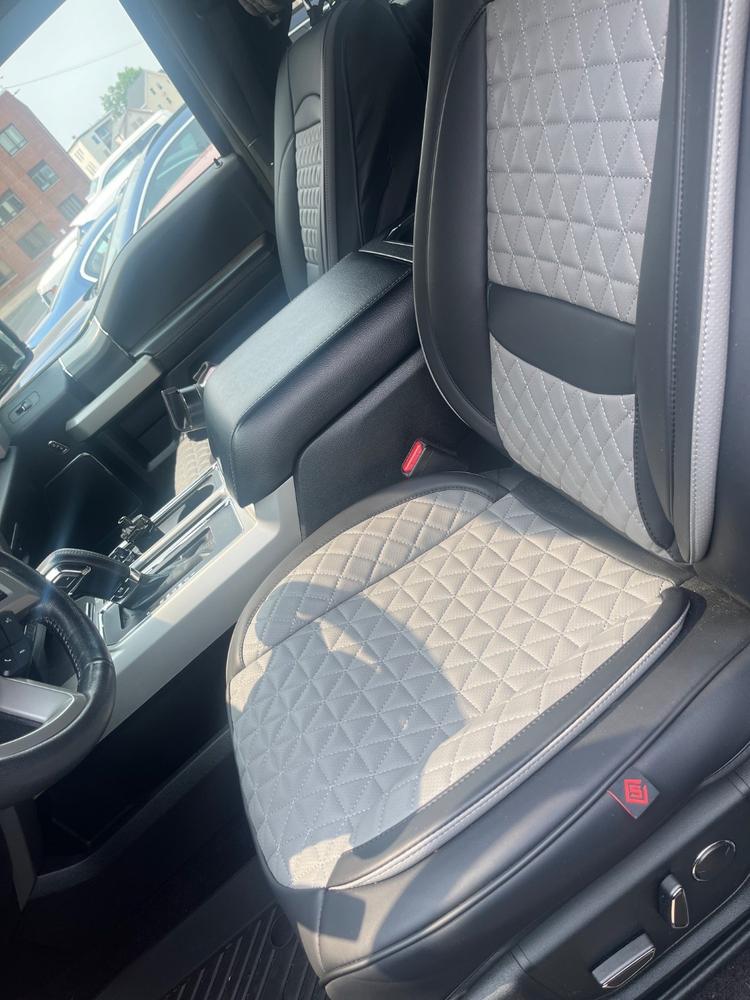 Ford F-150 gray & black front seat covers — verified review by Raymond H. — Seat Cover Solutions