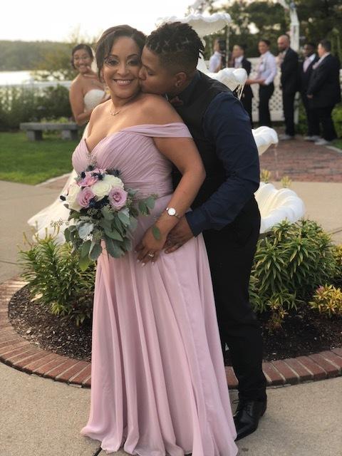 Off-the-shoulder Draped Chiffon Maxi Bridesmaid Dress In Blush