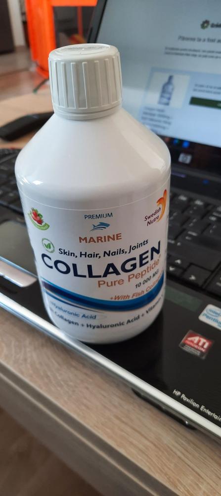 Colagen Marin Hidrolizat 10000mg + Acid Hialuronic 50mg + Biotină 5000mcg + Cupru + Siliciu + Vitamina C, B5, B6, B12 – sticlă cu 500 ml - Customer Photo From Raluca Dulca