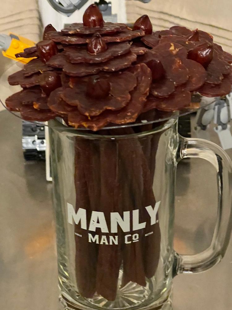 Beef Jerky Flowers + Pint Glass Vase 🥩 // Manly Man Co® - Manly