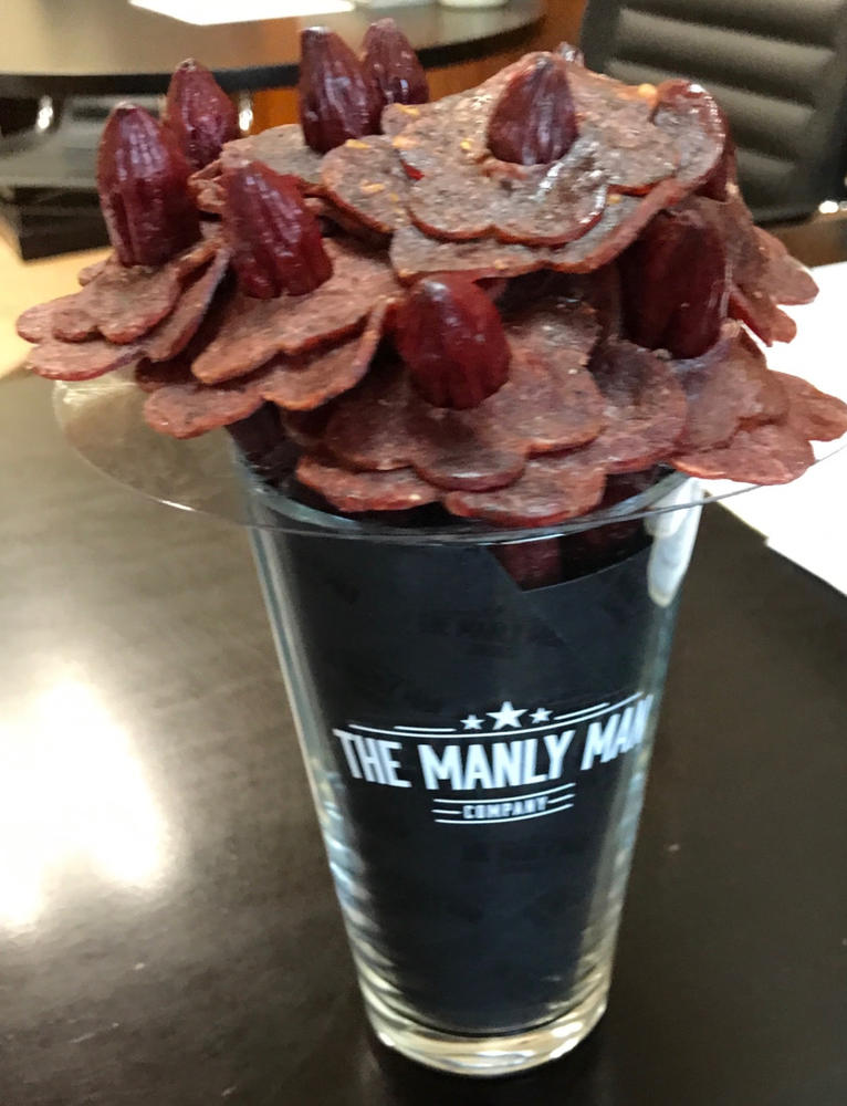 Beef Jerky Flowers + Pint Glass "Vase" 🥩 // Manly Man Co®