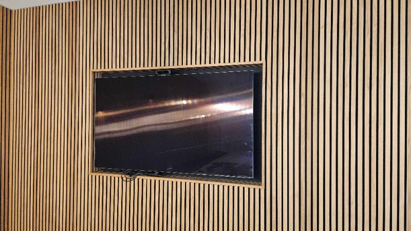 Oak Acoustic Slat Wood Wall Panel - Customer Photo From Jane Mclean