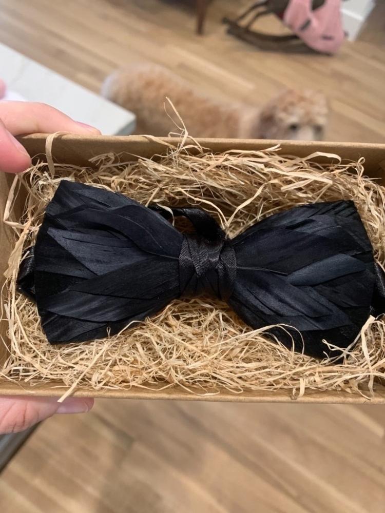 Black Premium Feather Bow Tie - Customer Photo From Allie Crump