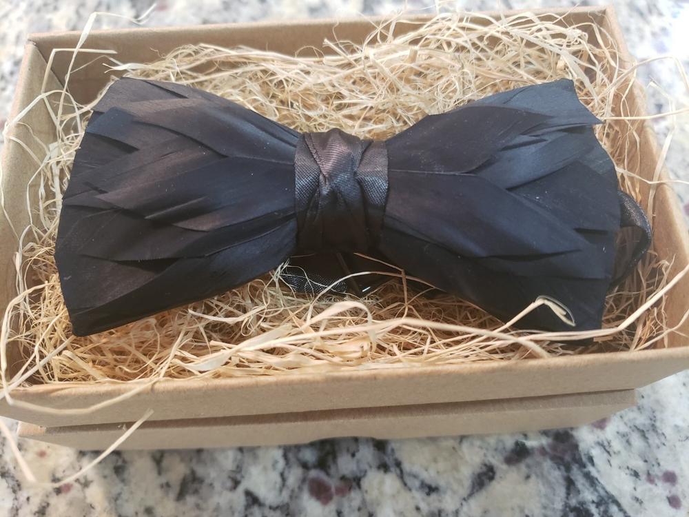 Black Premium Feather Bow Tie - Customer Photo From LAURIE ASH