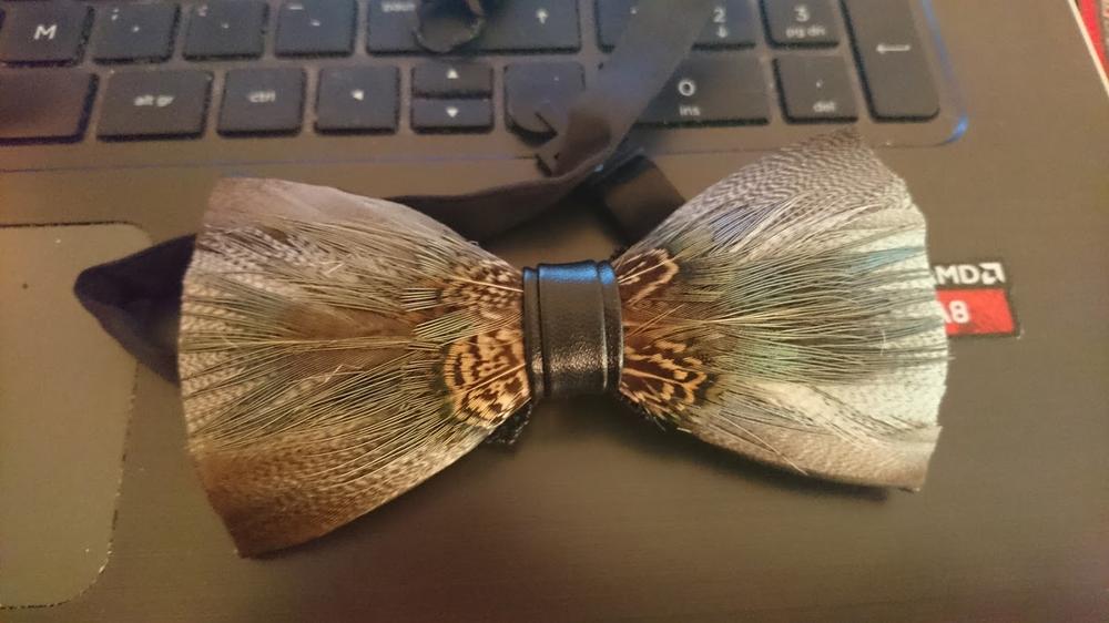 Pheasant Feather Bow Tie - Customer Photo From Janne H.