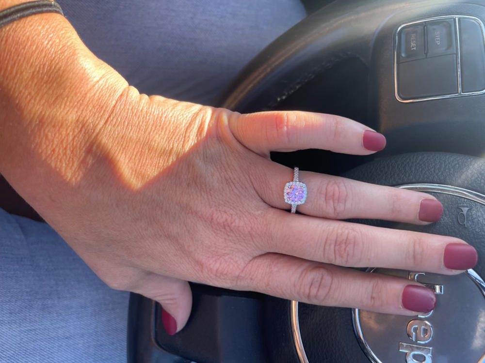 The Halo - Pink Sapphire - Customer Photo From April Rhodes