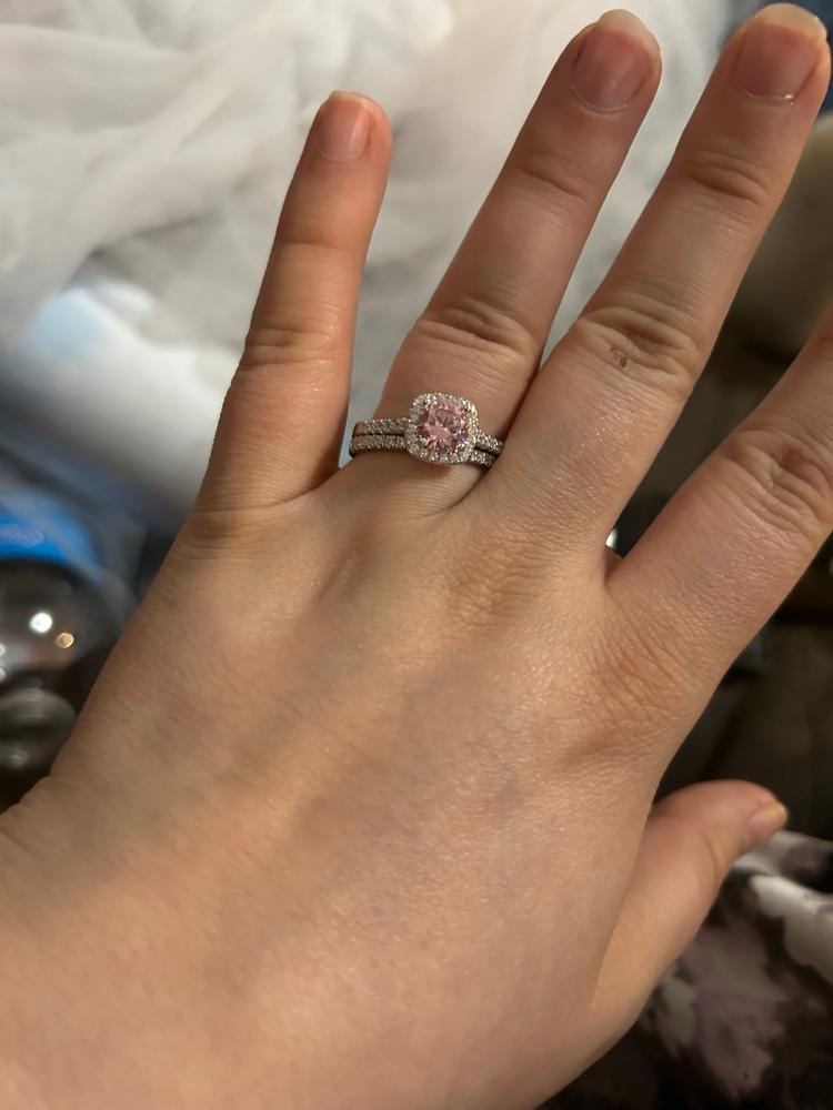 The Halo - Pink Sapphire - Customer Photo From Maggie 