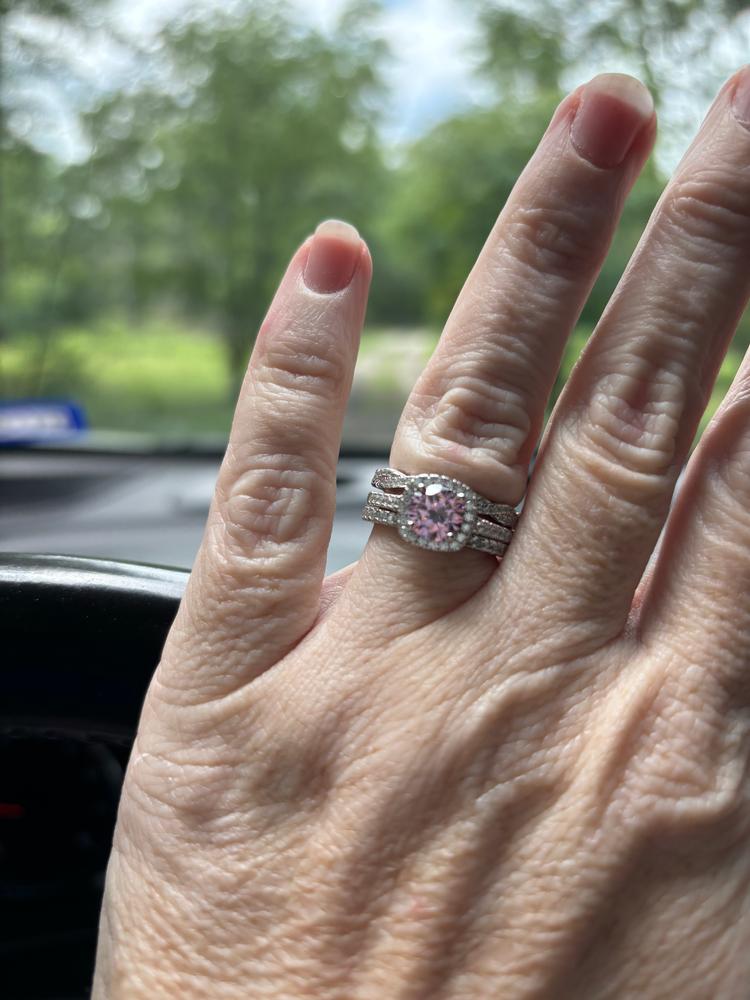 The Halo - Pink Sapphire - Customer Photo From Christi Anderson