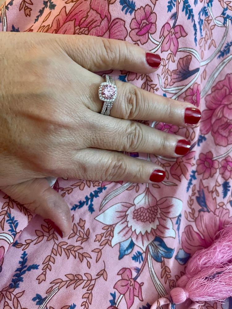The Halo - Pink Sapphire - Customer Photo From Cindy