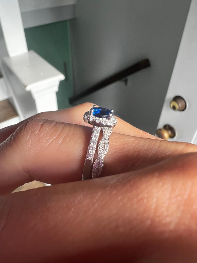 Simulated Tanzanite Halo Engagement Ring Modern Gents Trading Co.