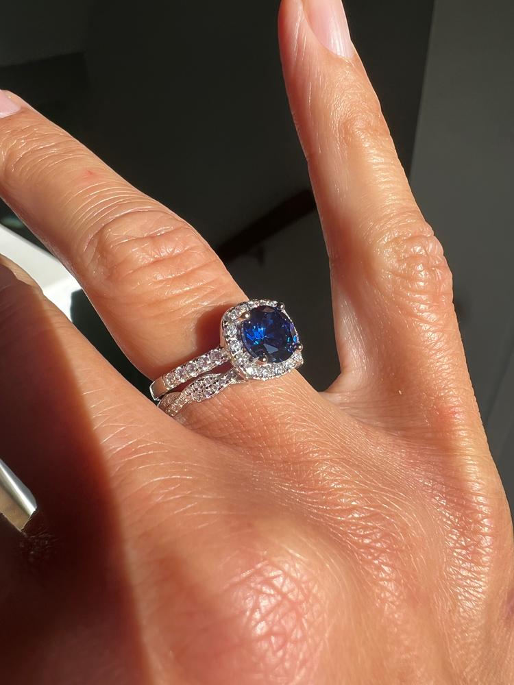Simulated Tanzanite Halo Engagement Ring Modern Gents Trading Co.