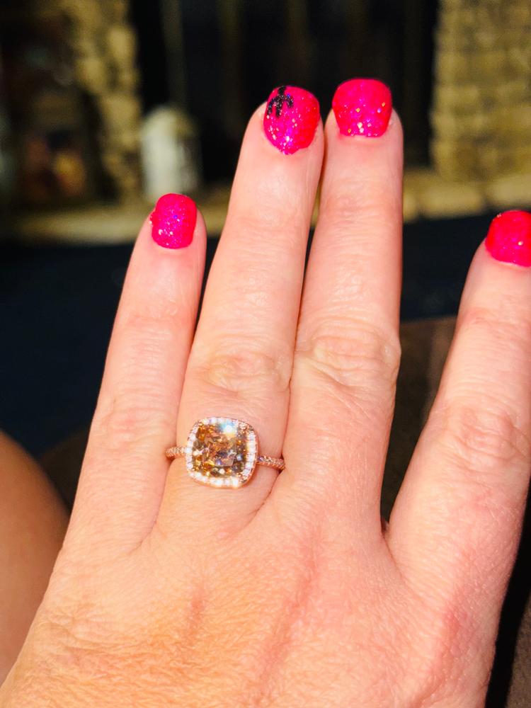 The Halo - Morganite - Customer Photo From Candace