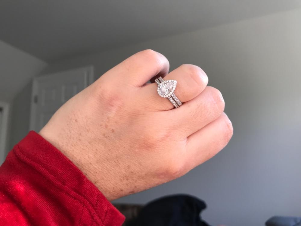 2 Carat Pear Engagement Ring Pear Shaped Halo Wedding Set Modern Gents Trading Co.