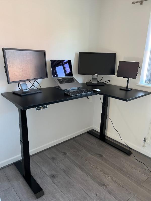 Progressive Desk Escritorio De Pie En Forma De L De 78 X 48 Pulgadas Escritorio Ejecutivo Electrico De Esquina De 3 Etapas De Altura Ajustable Nogal