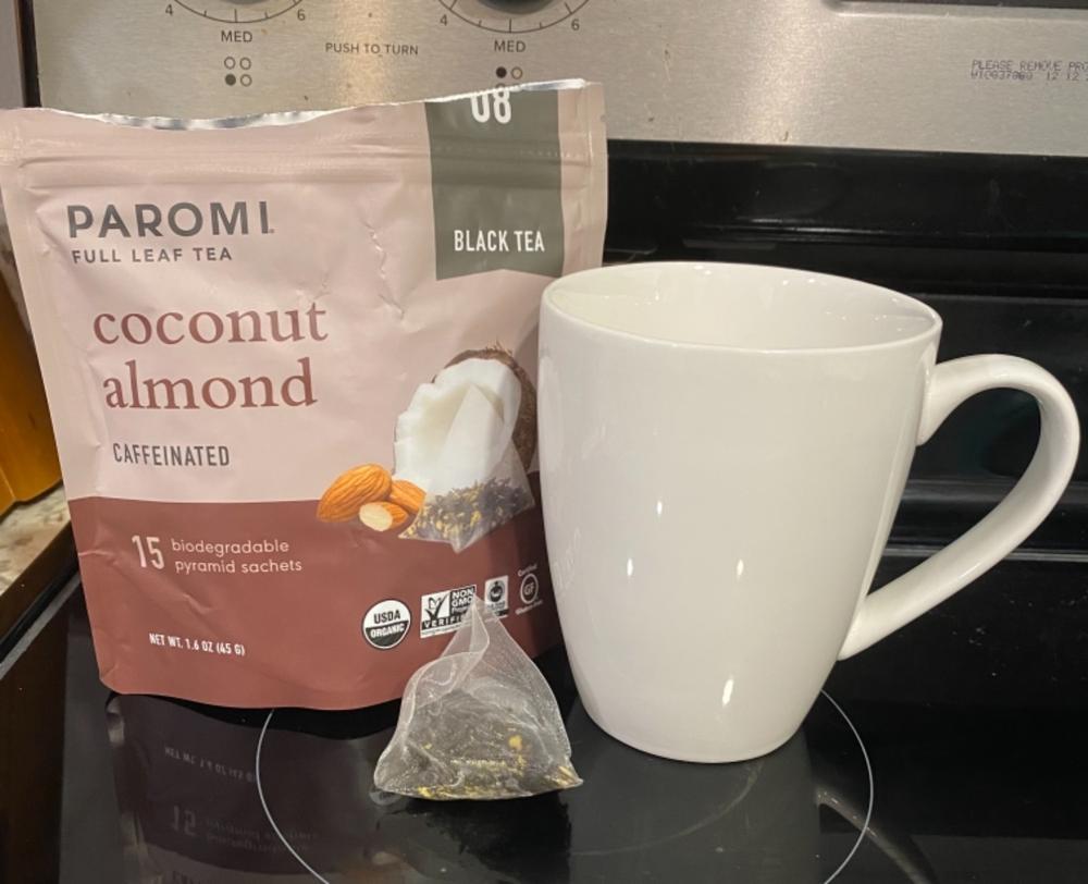 Organic Coconut Almond Black Tea, Full Leaf, in Pyramid Tea Bags - Customer Photo From Jenifer Bernecki