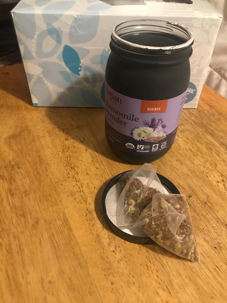 Organic Chamomile Lavender Rooibos Tea, Caffeine Free, in Pyramid Tea Bags - Customer Photo From Lucila Silva