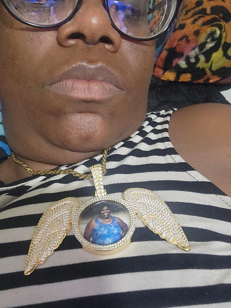 Custom Picture Pendant with Wings Necklace - Customer Photo From Adrienne Tandy