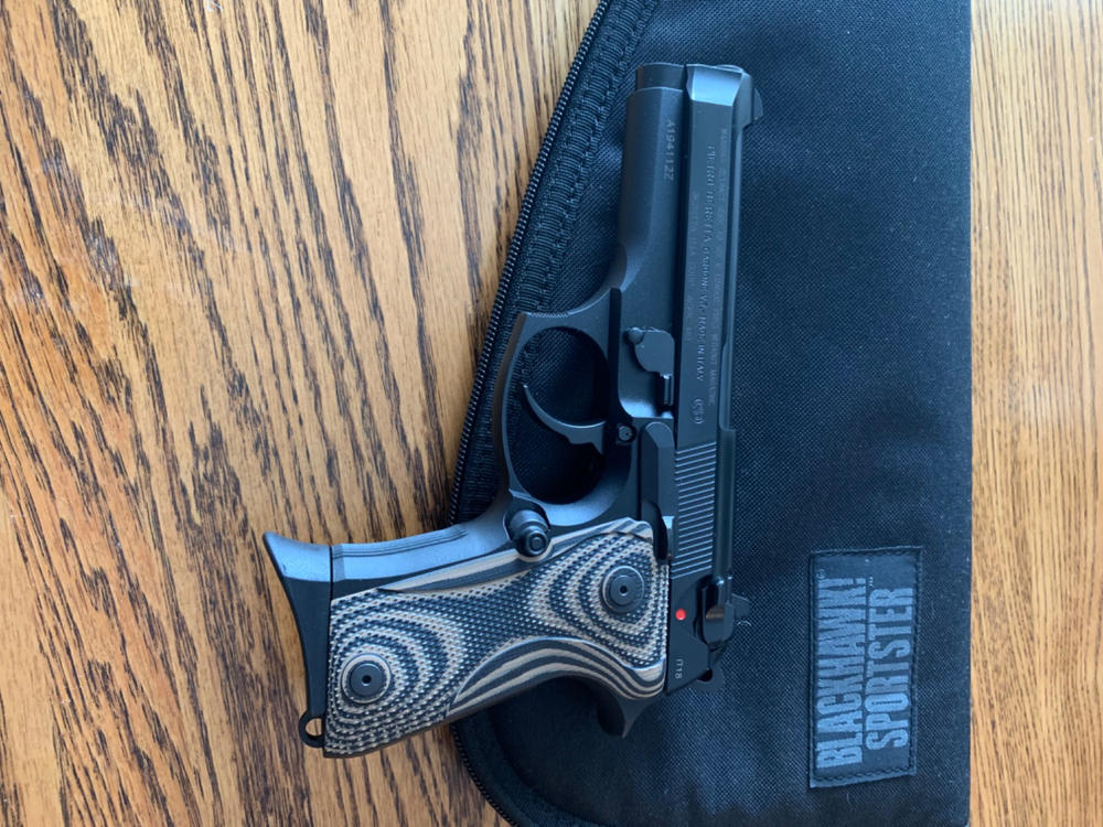 Beretta 92 Compact: Smooth Anodized Aluminum Grip - Blue Flames