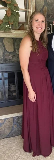 A-Line Halter Chiffon Pleats Floor Length Bridesmaid Dresses - Customer Photo From Loreen Vines