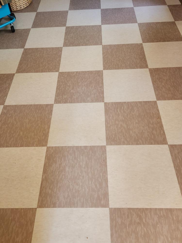 Armstrong 57502 Cafe Latte Standard Excelon Imperial Texture Vinyl Composition Tile VCT 12" x 12" (45 SF/Box) - Customer Photo From Ruth O.