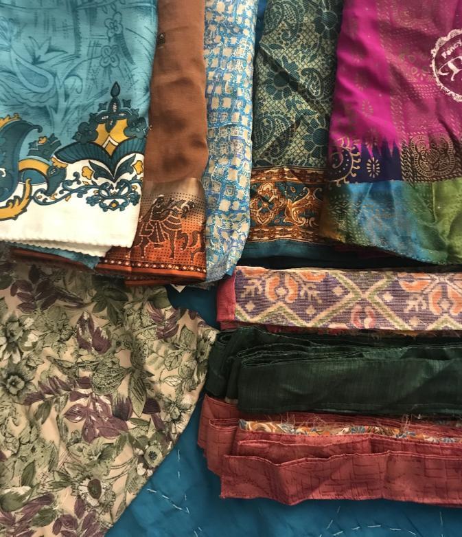 10 qty Huge Lot Silk Vintage Sari Fabric remnants scrap 18X30