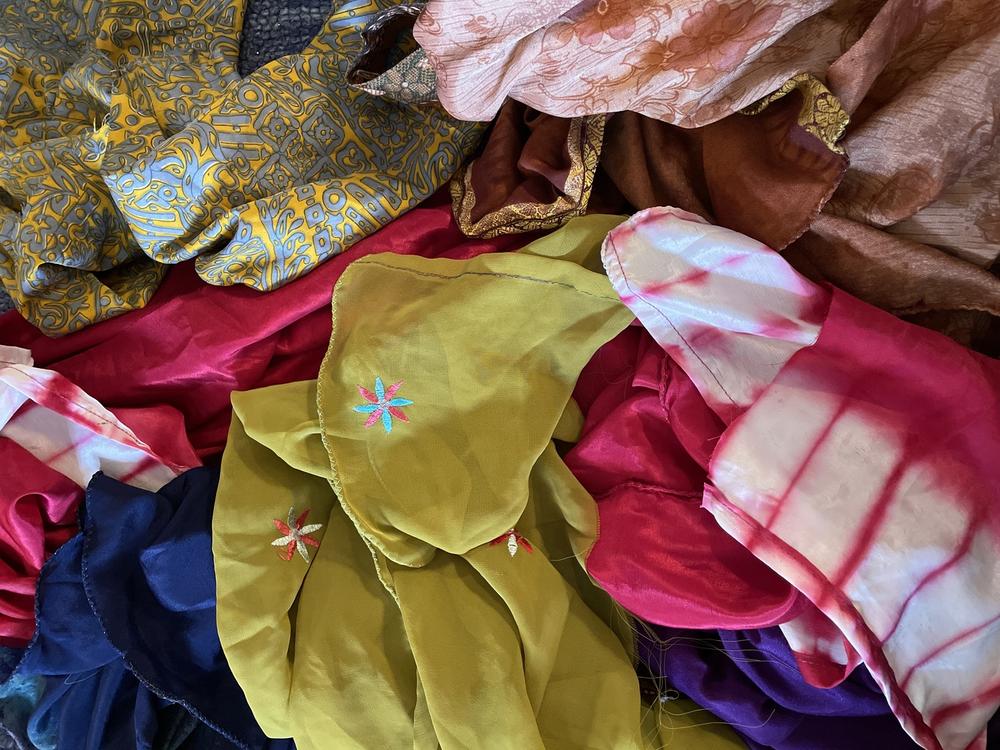 Mixed Assorted Embellished Sari Fabric Remnants Scraps 10 Pieces 