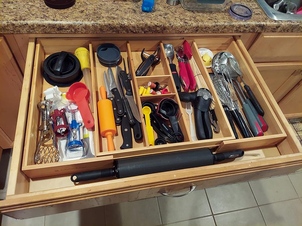 Bamboo Utensils & Junk Drawer Organizer (Expands 15.75-28in) - Customer Photo From Bookworm