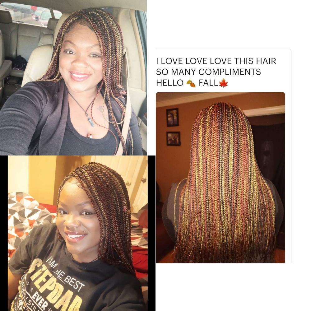Senegalese Twist Fully Hand Braided Ombre Lace Wig (Mixed Colors) - Customer Photo From Bre Mck
